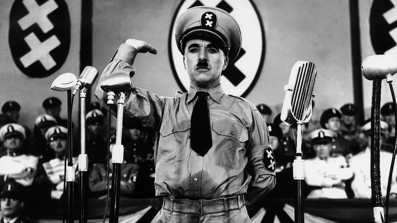 Charlie Chaplin dressed as Hitler 