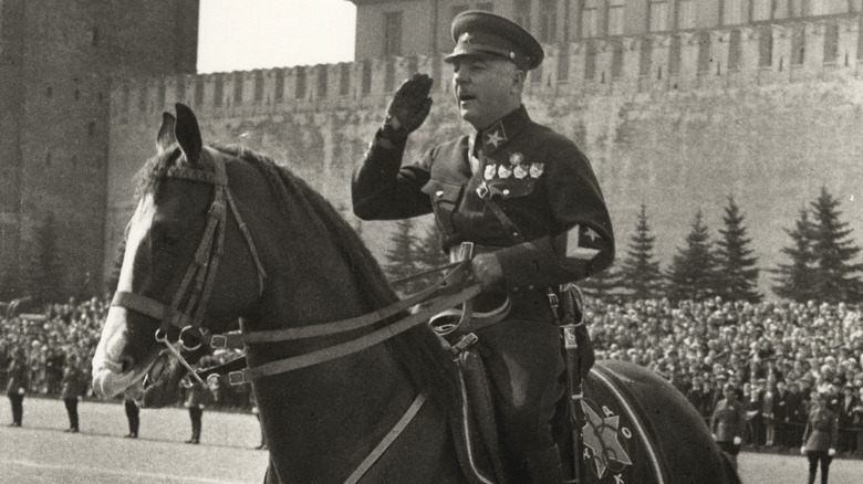 Kliment Voroshilov atop horse outside Kremlin
