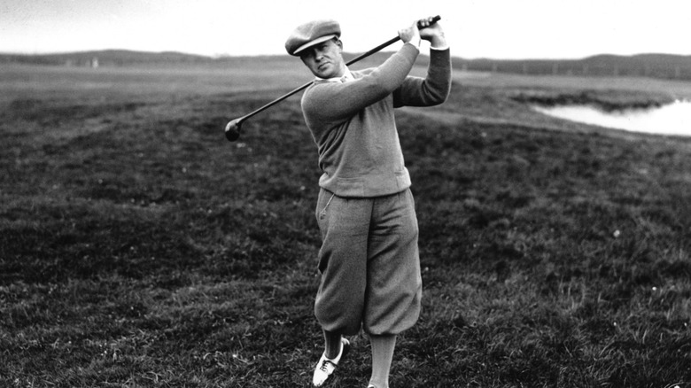 Bobby Jones swinging golf club