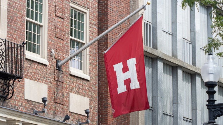Harvard flag waving