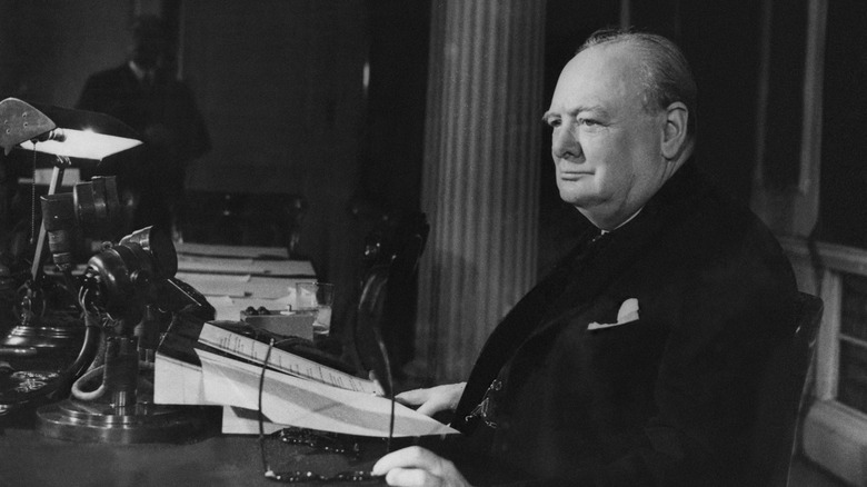Winston Churchill posing