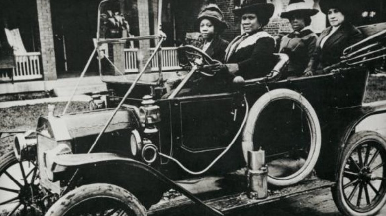 Photo of Madam C.J. Walker in a car with friends