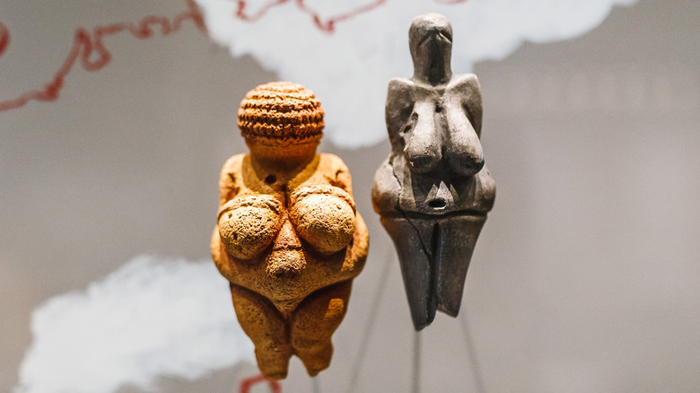 venus fertility figurines on display