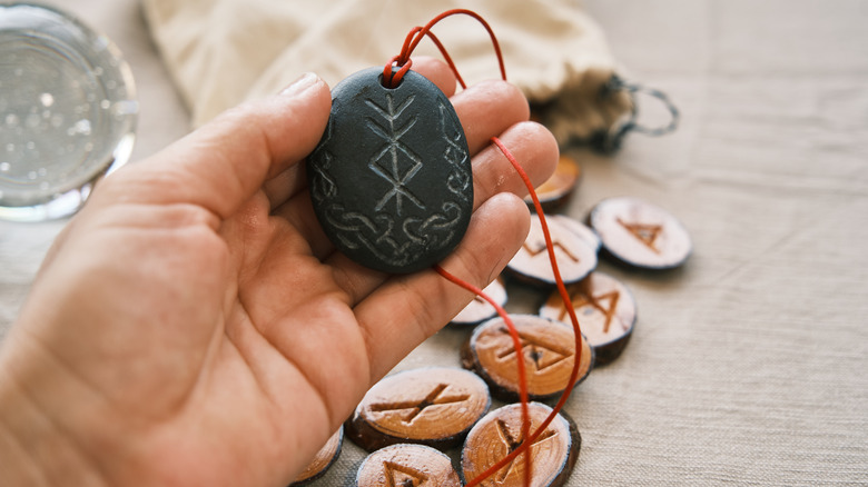 rune stones amulet and bag