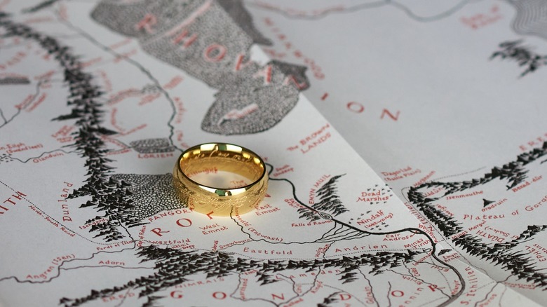 gold ring on lord of the rings map 