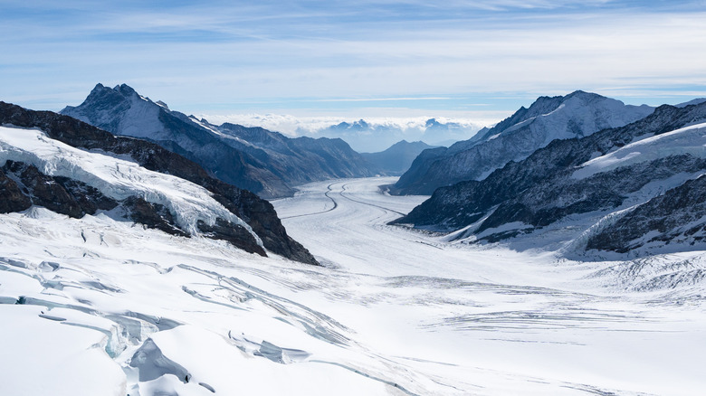 Snowy mountain glaciers
