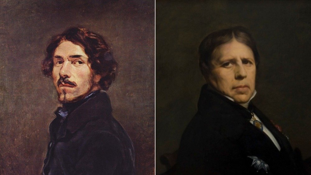Left: Self-portrait, Eugène Delacroix, 1860. Right: Self-portrait, Jean August Dominique Ingres, 1864