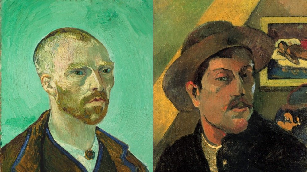 Left: Self Portrait (dedicated to Paul Gauguin), Vincent van Gogh, 1888. Right: Self-portrait, Paul Gauguin, 1893