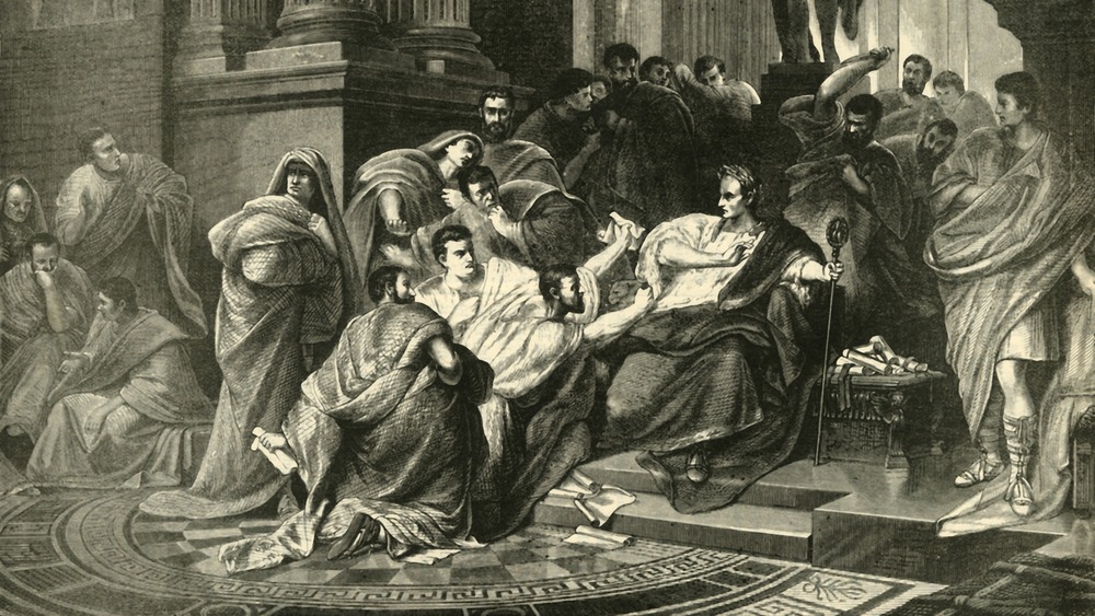 illustration of Caesar being stabbed