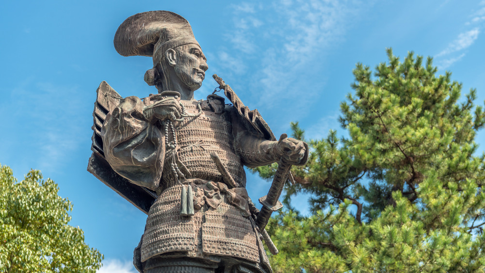 statue of Nobunaga against blue sky