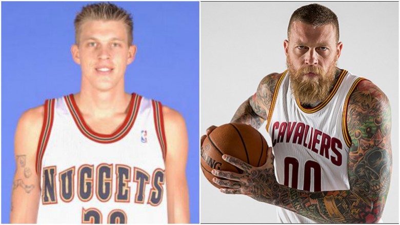 Chris Andersen in jersey young and holding basketball tattoos