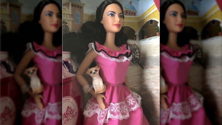 Mexican Barbie in box with dog