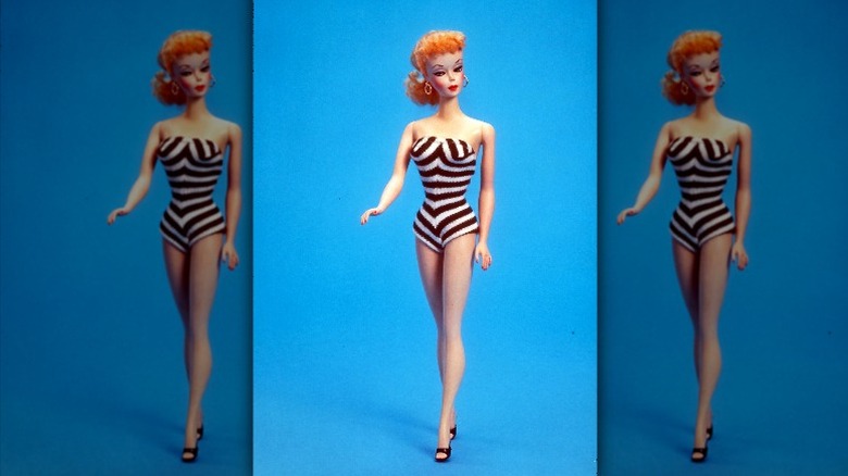 The original Barbie doll striped bathing suit
