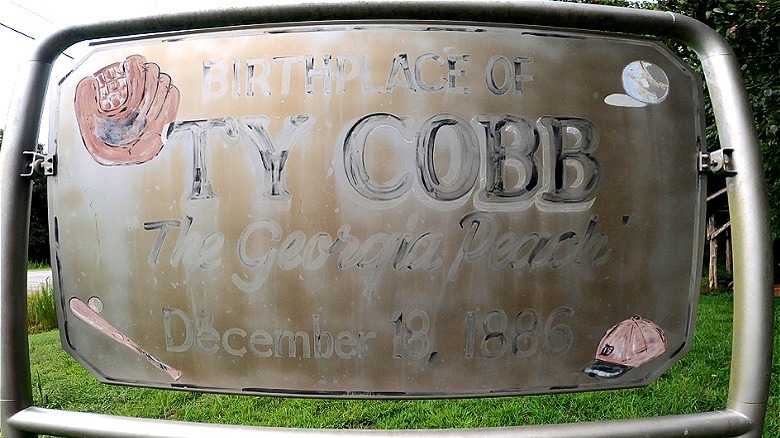 sign indicating Ty Cobb's birthplace in Georgia 