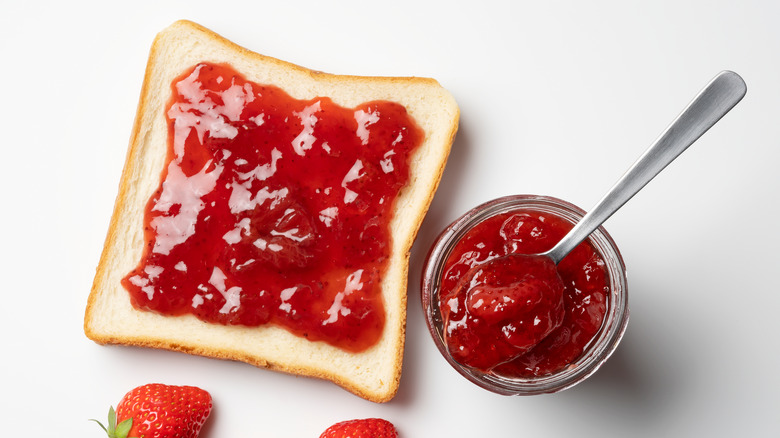 strawberry jam on bread