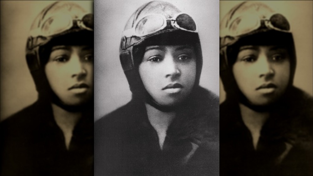 Bessie Coleman portrait in her pilot's license