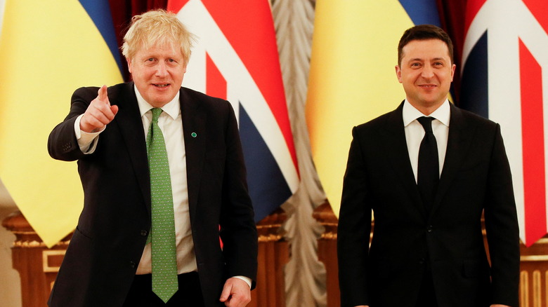 Boris Johnson and Volodymyr Zelensky 