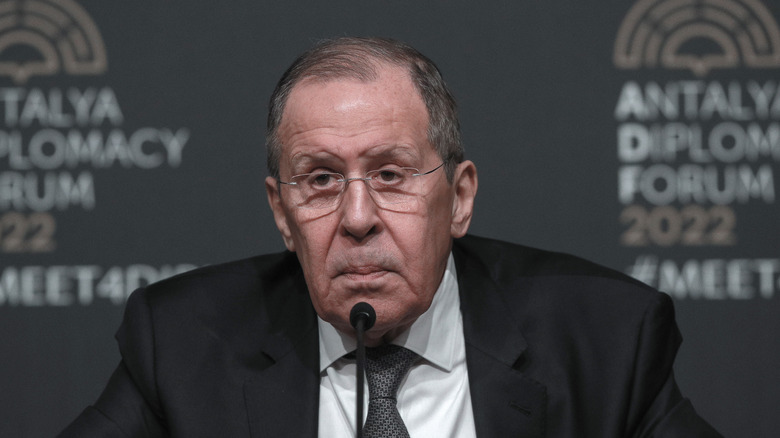 Sergey Lavrov looking serious