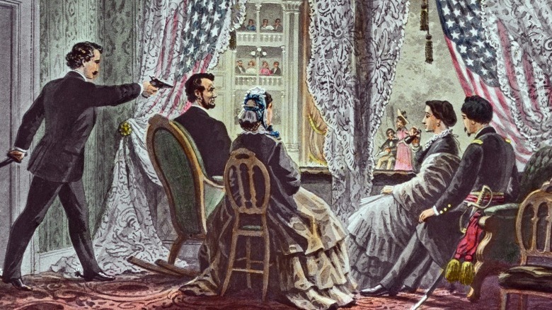 Painting of Lincoln getting shot