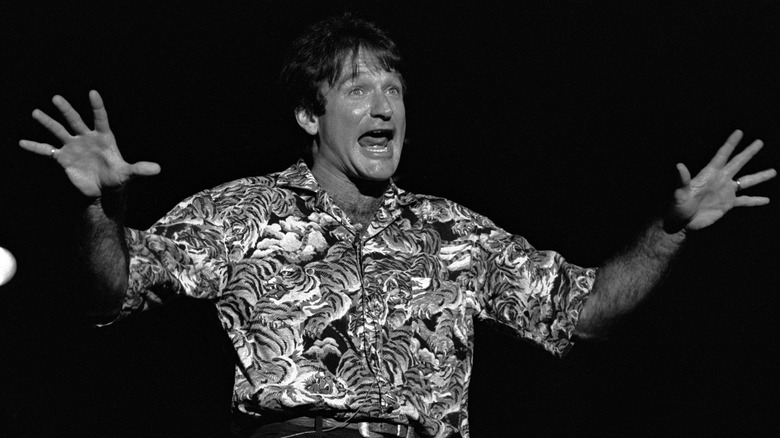 Robin Williams performing on stage