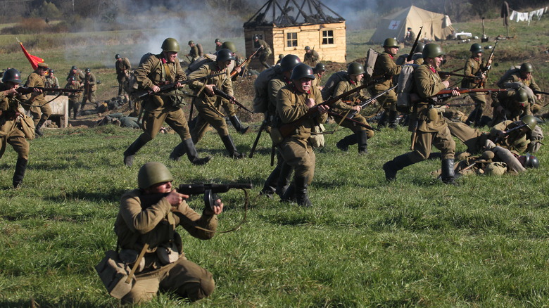 reenactment of a Red Army charge