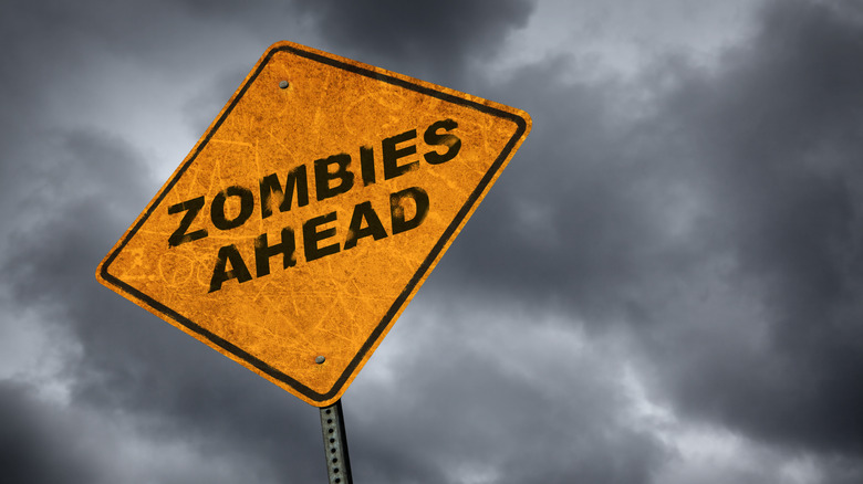 Zombie warning road sign