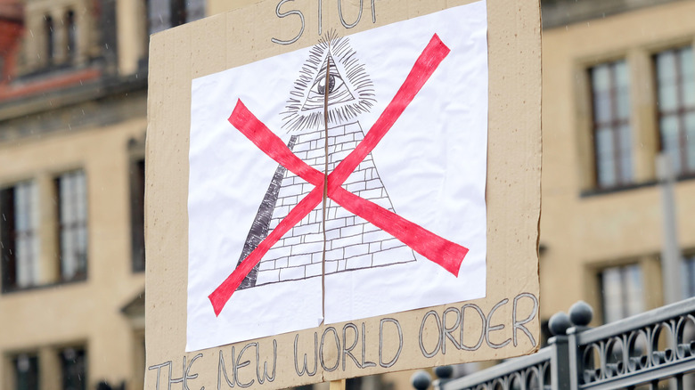 Protest sign against the New World Order