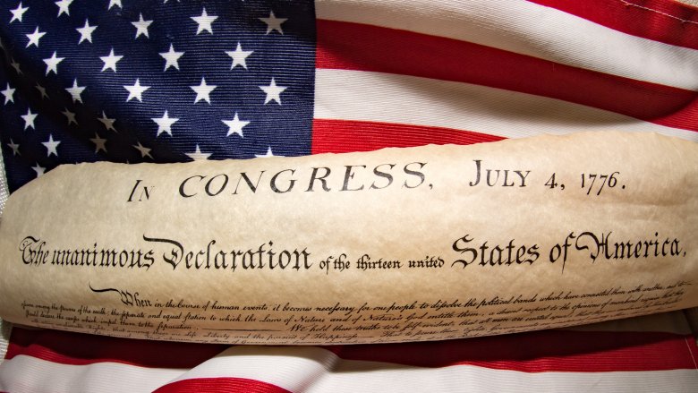 Declaration of Independence front American flag