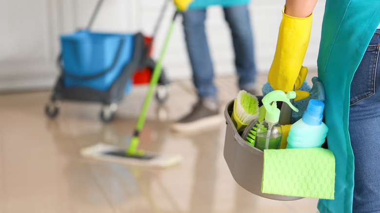 cleaners with cleaning supplies
