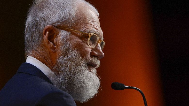 David Letterman looking somber
