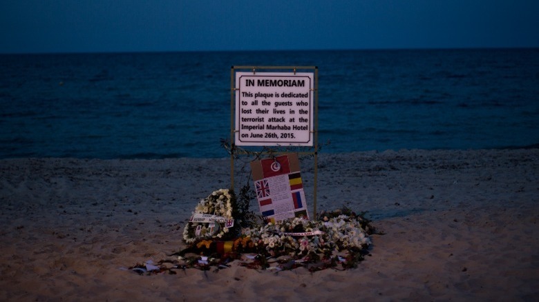 Sousse beach memorial on beach