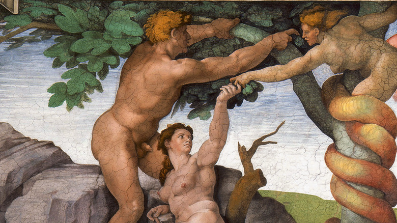 Michelangelo's depiction of the story, portraying the fruit as a fig