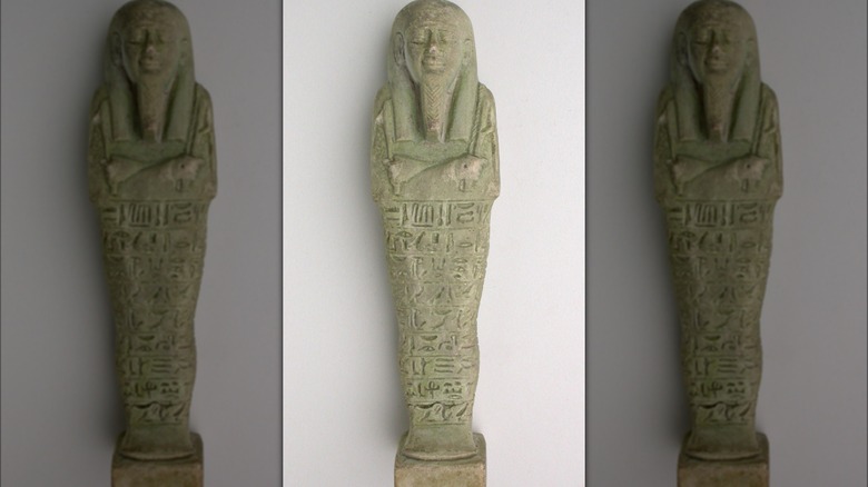 Small stone egyptian statue hieroglyphics 