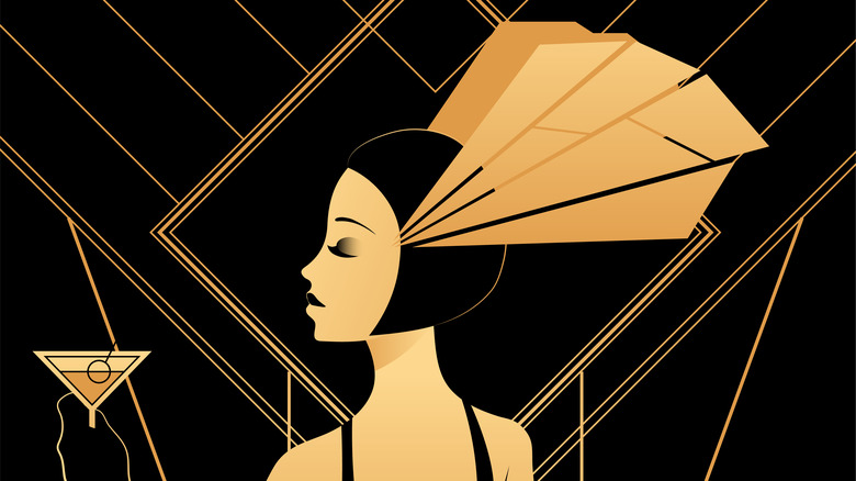 black and gold art deco woman