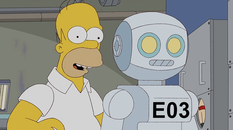 Homer talking to robot