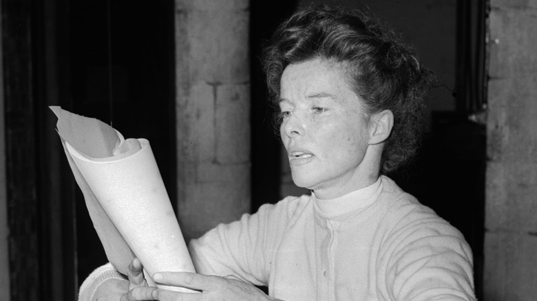 Katharine Hepburn reading a script