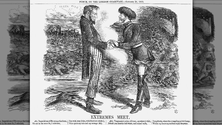 British cartoon "Extremes meet" w/Lincoln & Alexander II