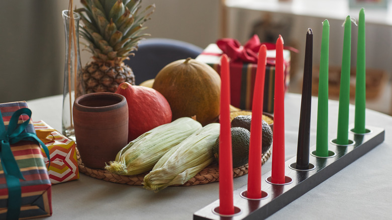 ears of corn set out for Kwanzaa
