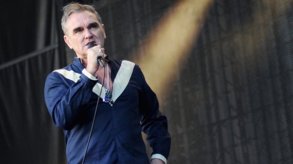 Morrissey singing at mic