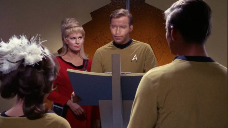 Captain Kirk behind lectern