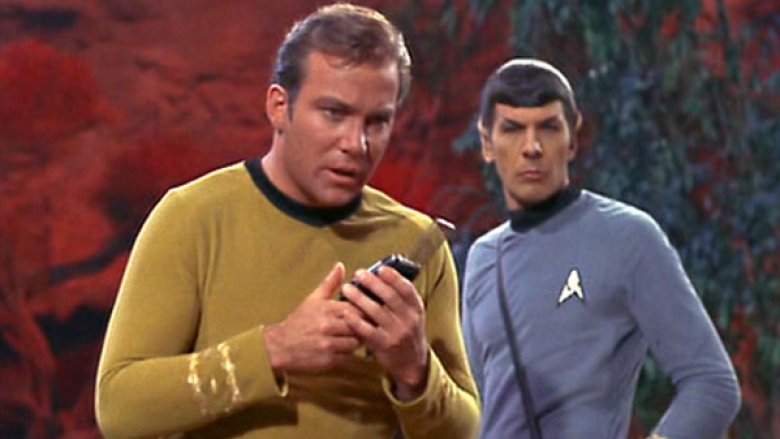 Kirk using communicator on Star Trek