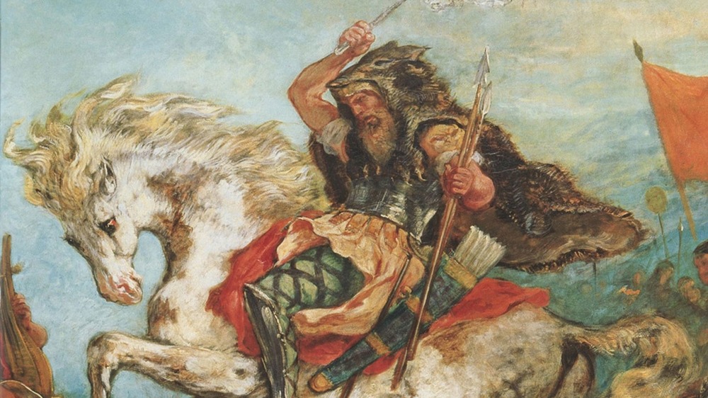 Painting of Attila in battle