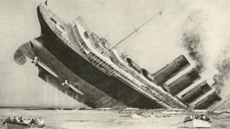 Artwork of Lusitania sinking