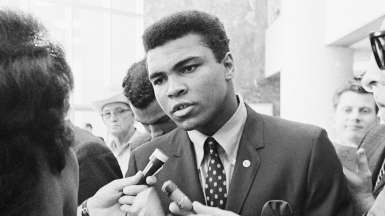 Cassius Clay talking to press