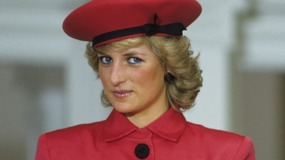 Princess Diana in red suit