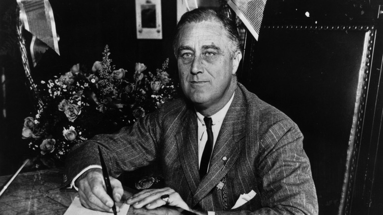 FDR writing at desk