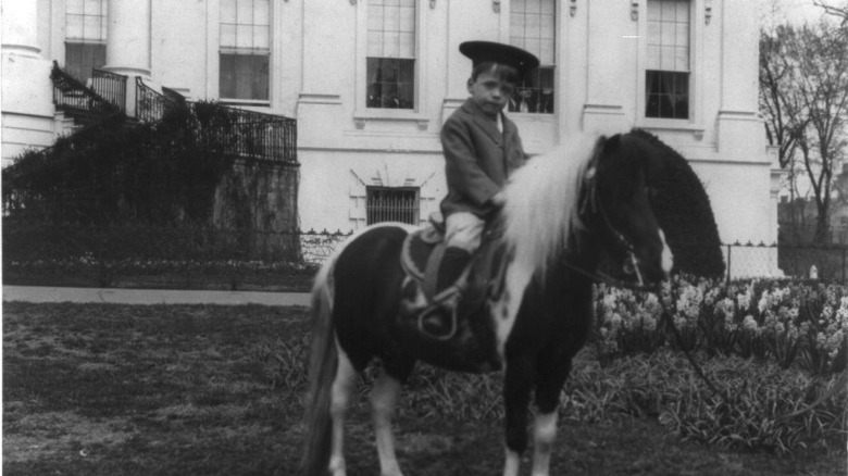young Quentin Roosevelt riding a pony