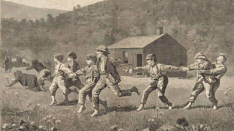 Illustration of children playing at school