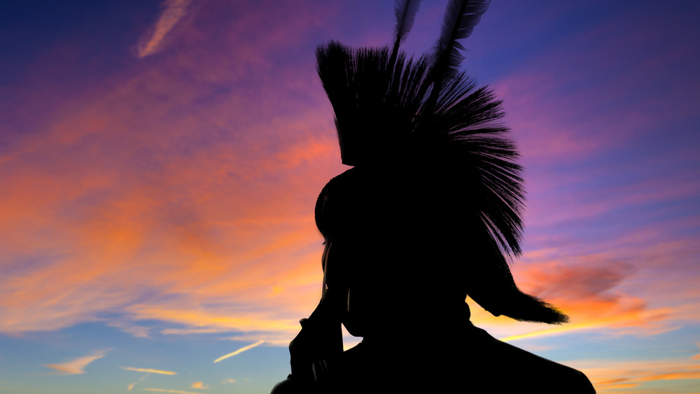 Native American in silhouette