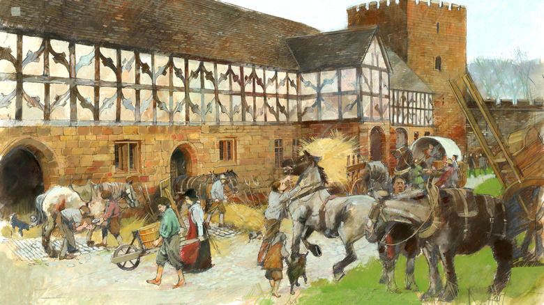 medieval castle stable illustration